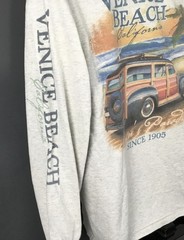 Vintage MV Sport Shirt Mens Medium Gray Venice Beach Surfer Paradise Long Sleeve