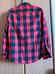 Design in Italy Men’s Shirt Red and Black Plaid Long Sleeve 2 Pockets Size XS