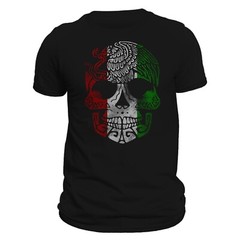 Mexican Flag Eagle Skull T-Shirt / Playera Con Calavera Mexicana y Aguila