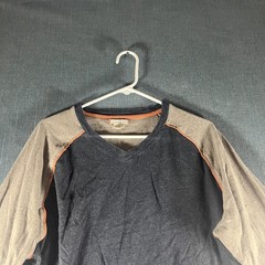 Carbon2Cobalt Shirt Mens Large Long Sleeve V Neck Raglan Contrast Casual Pullove