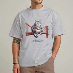 Funny Cat T-Shirt, Golden Gate Bridge Cat Design, Cute City Travel