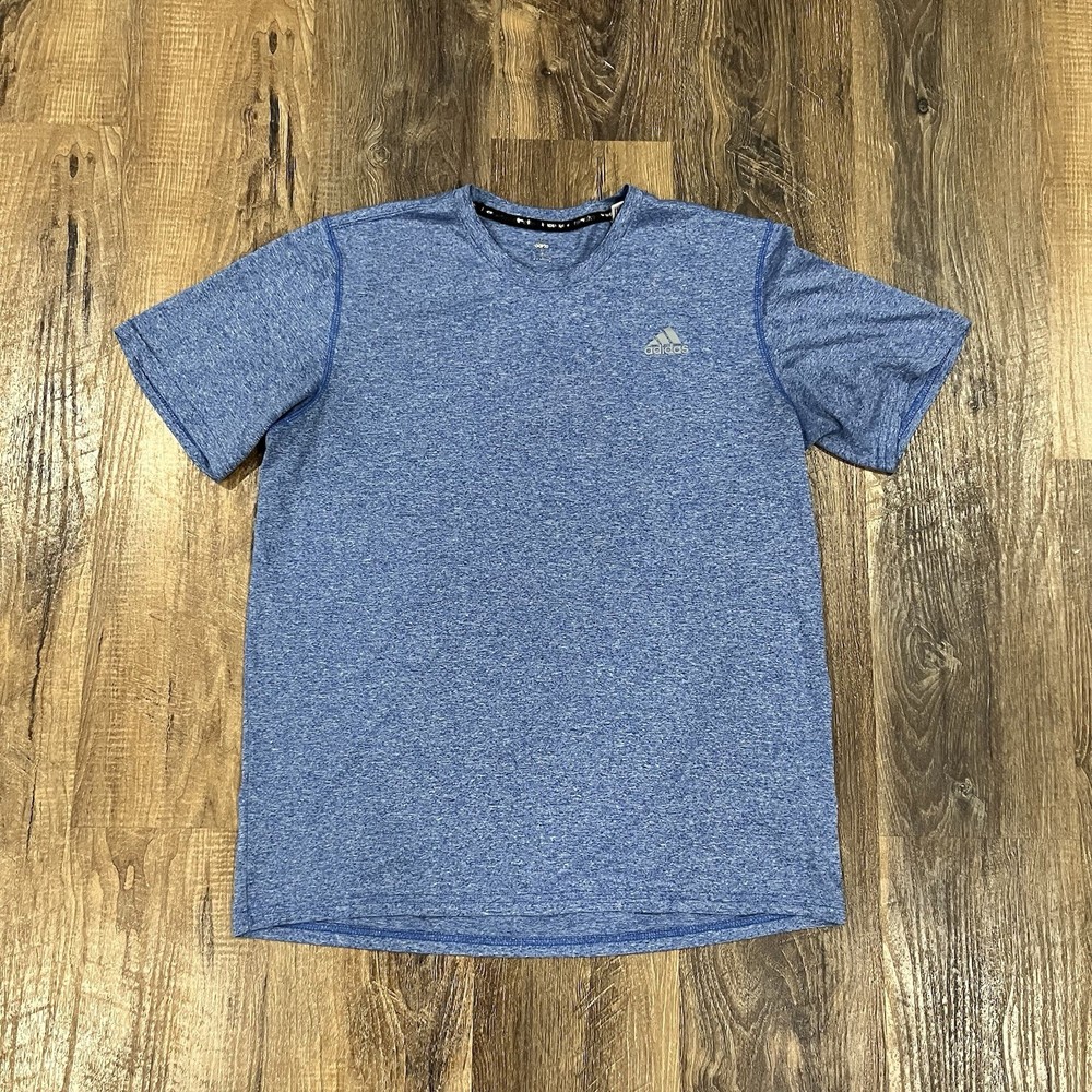 Adidas Climalite Heather Blue Training T-Shirt Logo Mens Size Large