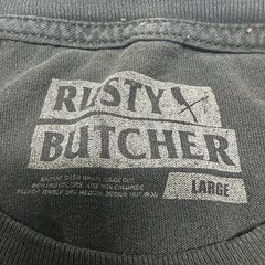 Rusty Butcher Work Sucks Quit Your Job Graphic T-Shirt Mens Large Black Y2K