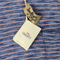 Faherty Indigo Pocket Tee Shirt Mens Size XL Pink Blue Baypoint Striped NWT