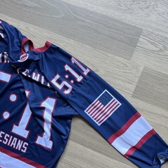 Reawaken America Tour Hockey Jersey Adult Large Patriotic Trump MAGA USA Flag