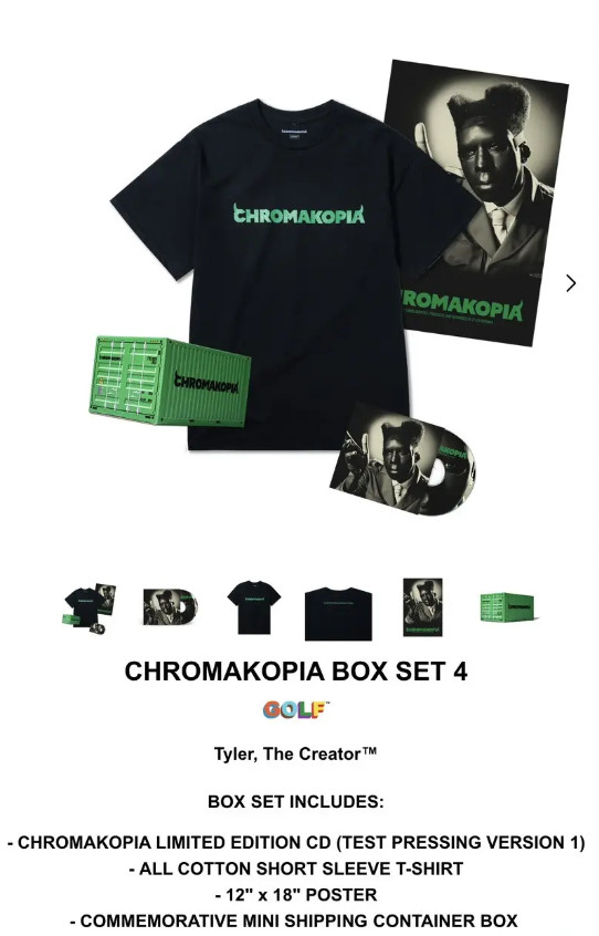 Chromakopia Box Set 4 Black Tee Large Sealed CD Hip Hop Tyler the creator Tshirt