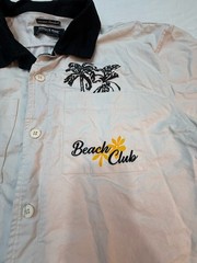 Smoke Rose Satin Lounge Beach Shirt- Chalk / XL Beach Club Palm Trees/