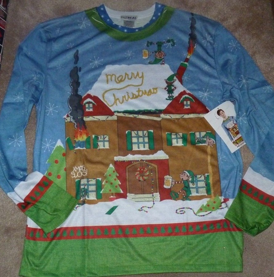 NEW Christmas Holiday Elves Wild L/S Long Sleeve T Shirt Men L Large NWT XM7