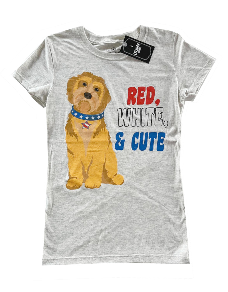 For The Love of Paws Men’ T-Shirt Maltipoo Red White Cute Light Grey & Blue New