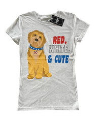 For The Love of Paws Men’ T-Shirt Maltipoo Red White Cute Light Grey & Blue New