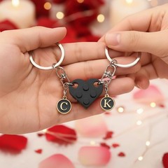 Matching Heart Keychains for Couples Boyfriend Girlfriend Cute Brick Couple K…