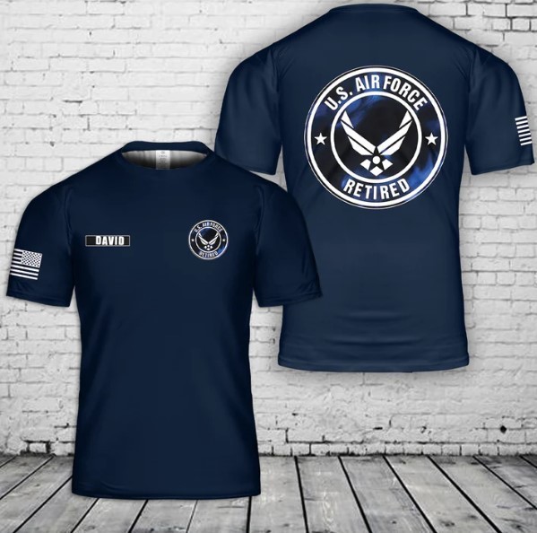 Custom Name US Air Force Retired 3D T-Shirt