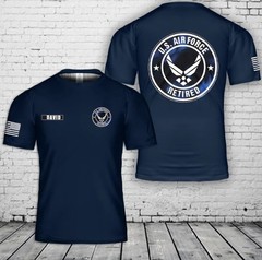 Custom Name US Air Force Retired 3D T-Shirt
