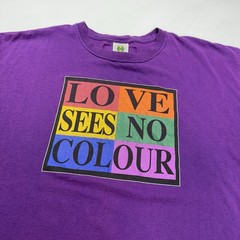 Cross Colours LA Mens Shirt XL Purple Love See No Color Graphic Rainbow Pride