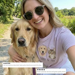 Custom Dog Portrait Comfort Tee Shirt from Photo Personalized Pet