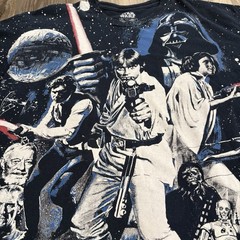 Star Wars Men Shirt Large Blue Episode 4 IV Graphic Short Sleeve Crew Neck Tee