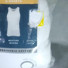 8 – Gildan Mens A-Shirts MEDIUM White Ribbed Cotton Tag Free Moisture Wicking