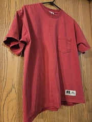 VTG 90s Russell Athletic Pro Cotton Pocket Blank T-Shirt Medium Boxy Faded Red
