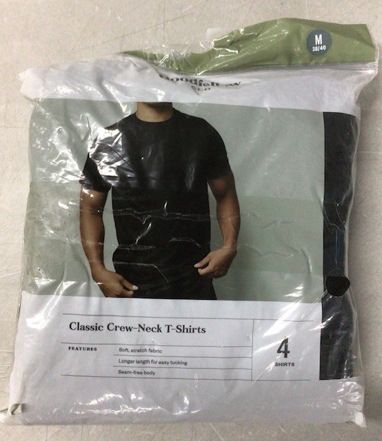 Men’s Goodfellow Classic Crew T-Shirt In Black 4-Pack Size Medium
