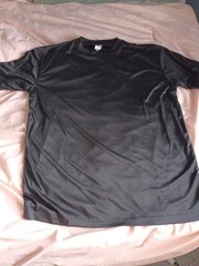 Men’s Black Knit Polyester Lightweight Short Sleeve Crew Neck T-Shirt