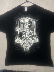 VTG 90s Dub Streetwear Mens XXL Skull Music Hip Hop Rock Skeleton Boombox Shirt