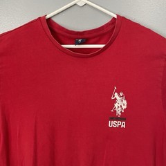 US Polo Assn Long Sleeve T Shirt Mens XL Red Logo USPA Crew Neck Big Letters