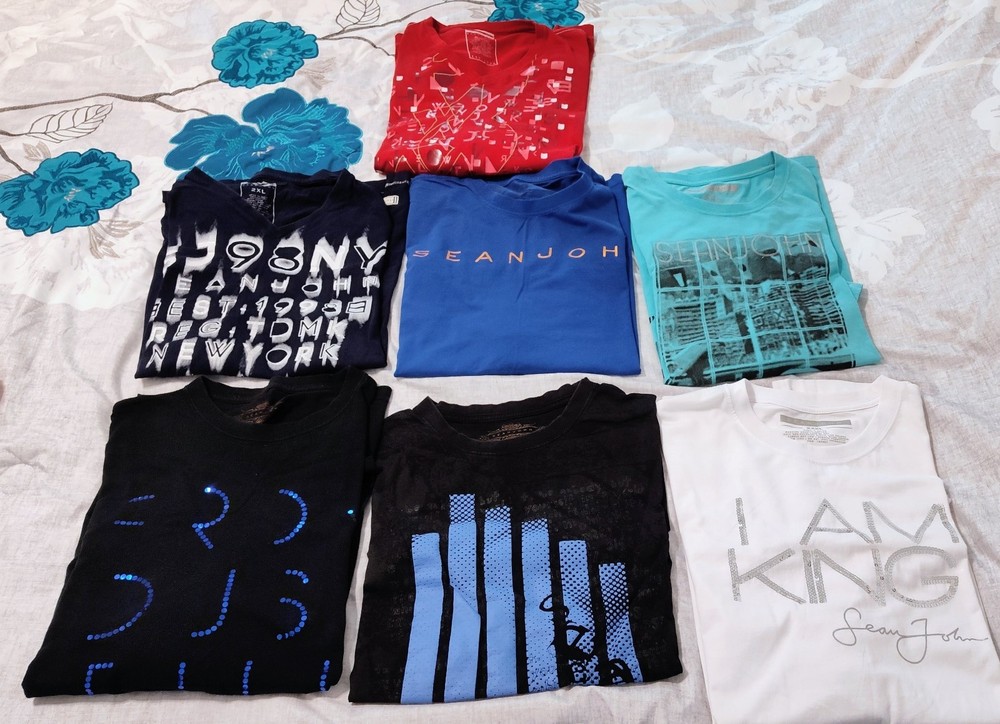 Sean John Pre-owned Vintage Lot Of 7 Tee Shirts Size (3)XXL & (4) 2XL