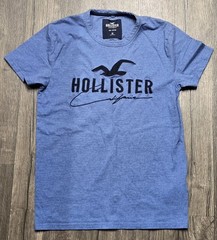 Hollister Men’s Graphic Short Sleeve Tee Blue Size XS Embroidered