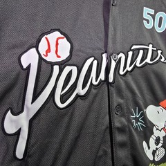 Peanuts® Snoopy Baseball Jersey shirt Mens Large Black Charlie Brown Button NWT