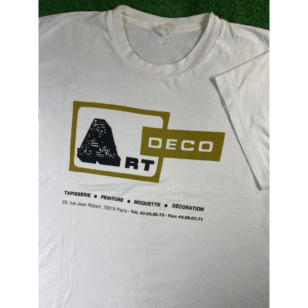 Vintage 90s Parisian Art Deco Decor Furniture Store Large White Paris Euro Shirt