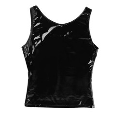 Mens Glossy Sleeveless PVC Leather Undershirts Wet Look Nightclub Latex Tank Top