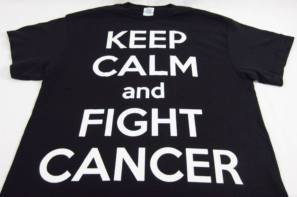 Mens NEW Keep Calm And Fight Cancer Black Short Sleeve T-Shirt Size Large