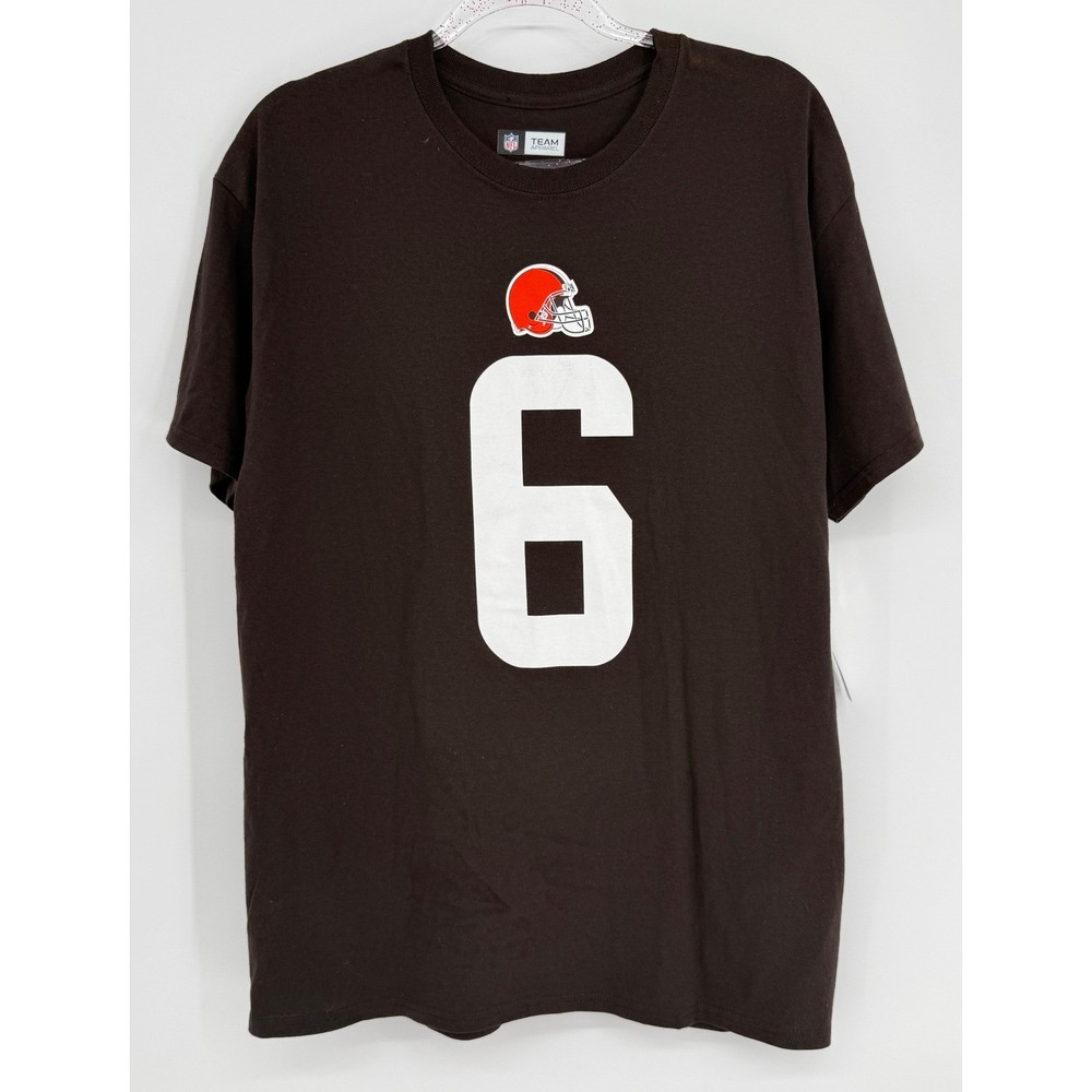 NFL Team Apparel Cleveland Browns Baker Mayfield 6 Brown T-Shirt Mens Sz L NWT