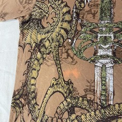 Request Shirt Mens 2XL XXL Brown Y2K Cyber Punk Mall Goth Grunge Dragon Sword