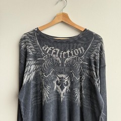 Y2K affliction skeleton wings long sleeve thermal (0371)