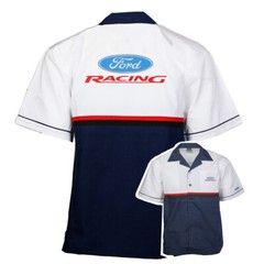Ford Racing Pit Mechanic Button Down Work Crew Shirt Official Licensed