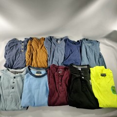 Lot of 10 Crew Neck Pull Over Long Sleeve T-shirts Mens Size M/L/XL