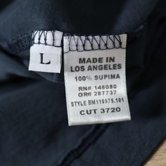Buck Mason T-Shirt Mens Large Short Navy Blue Supima Curved Hem Made In USA