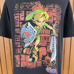 Zelda Majora’s Mask 3D Link Faded Graphic Game T-Shirt Black Size L