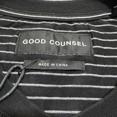 Good Counsel Wanzer Henley Long Sleeves Black T-Shirt 3XL White Stripe Tee NWT