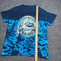 Great White Shark Tee Shirt Adult Size XL Blue Tie Dye Vintage Style Nature