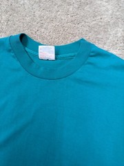 Vintage USA MADE Hanes Single Stitch Shirt Mens XL 50/50 Teal Blank Heavyweight