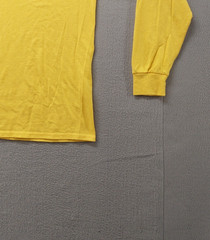 Jerzees Dri Power Men Shirt M Yellow Graphic Tee Long Sleeve Crew Neck Regular
