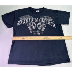 Y2K Daytona Beach Bike Week 2008 T Shirt Men’s Medium Skulls Wings Motorcycle