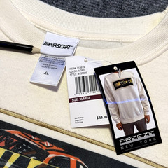 Vintage Nascar Daytona Graphic Long Sleeve Shirt Ivory White Black Yellow Men’s