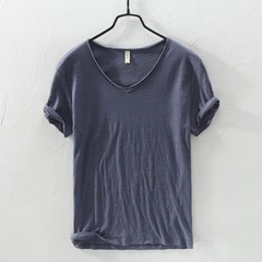 2025 New Mens T Shirt Pure Color V Collar Short Sleeved Tops Tees Men T-Shirt Sl
