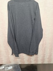 Carhartt Long Sleeve Henley Shirt Size L Grey Cotton Loose Fit TK128 Heavyweight