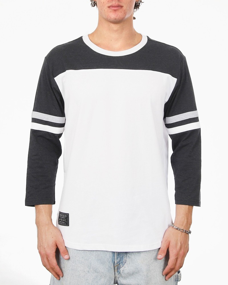 ZIMEGO Men’s Baseball Tee 3/4 Sleeve Crewneck Cotton Blend Athleisure Activewear