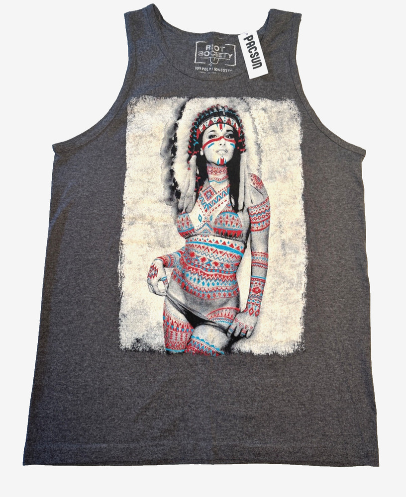 Riot Society Tank Top Mens M Sexy Native American Lady
