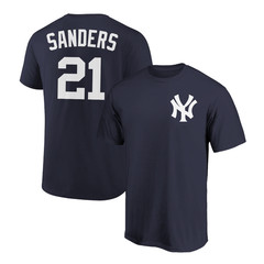 Deion Sanders T-Shirt New York Yankees Player Name and Number Soft Jersey Tee